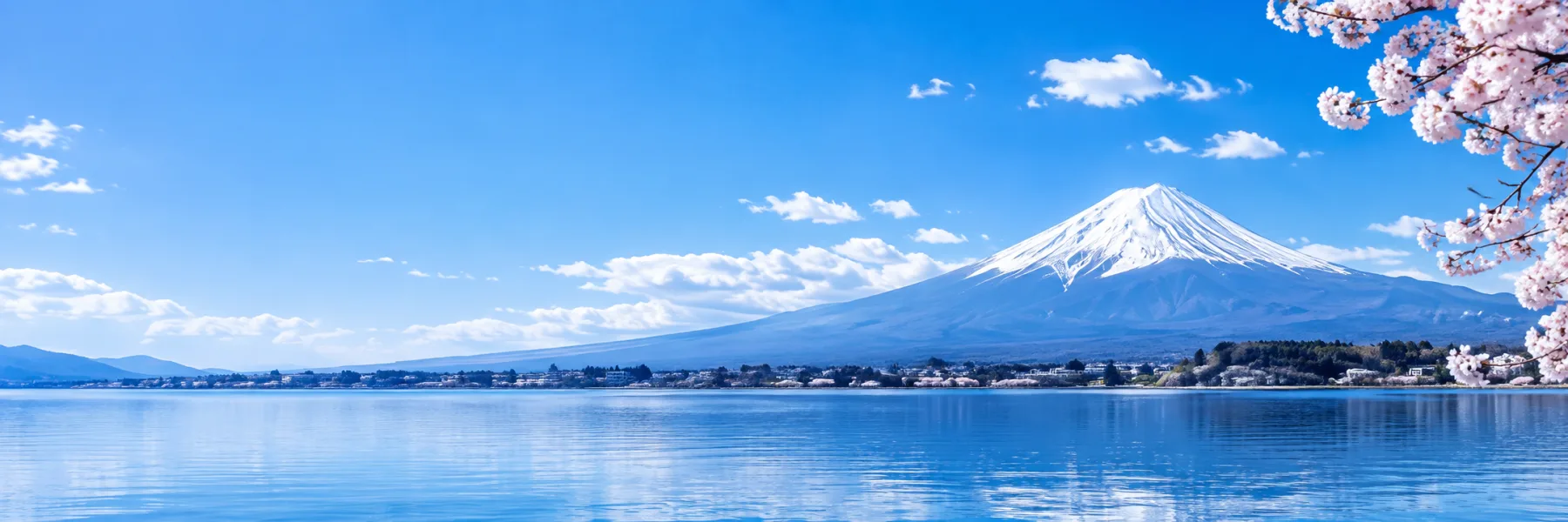 藍天、雪山與湖面的晴空風景